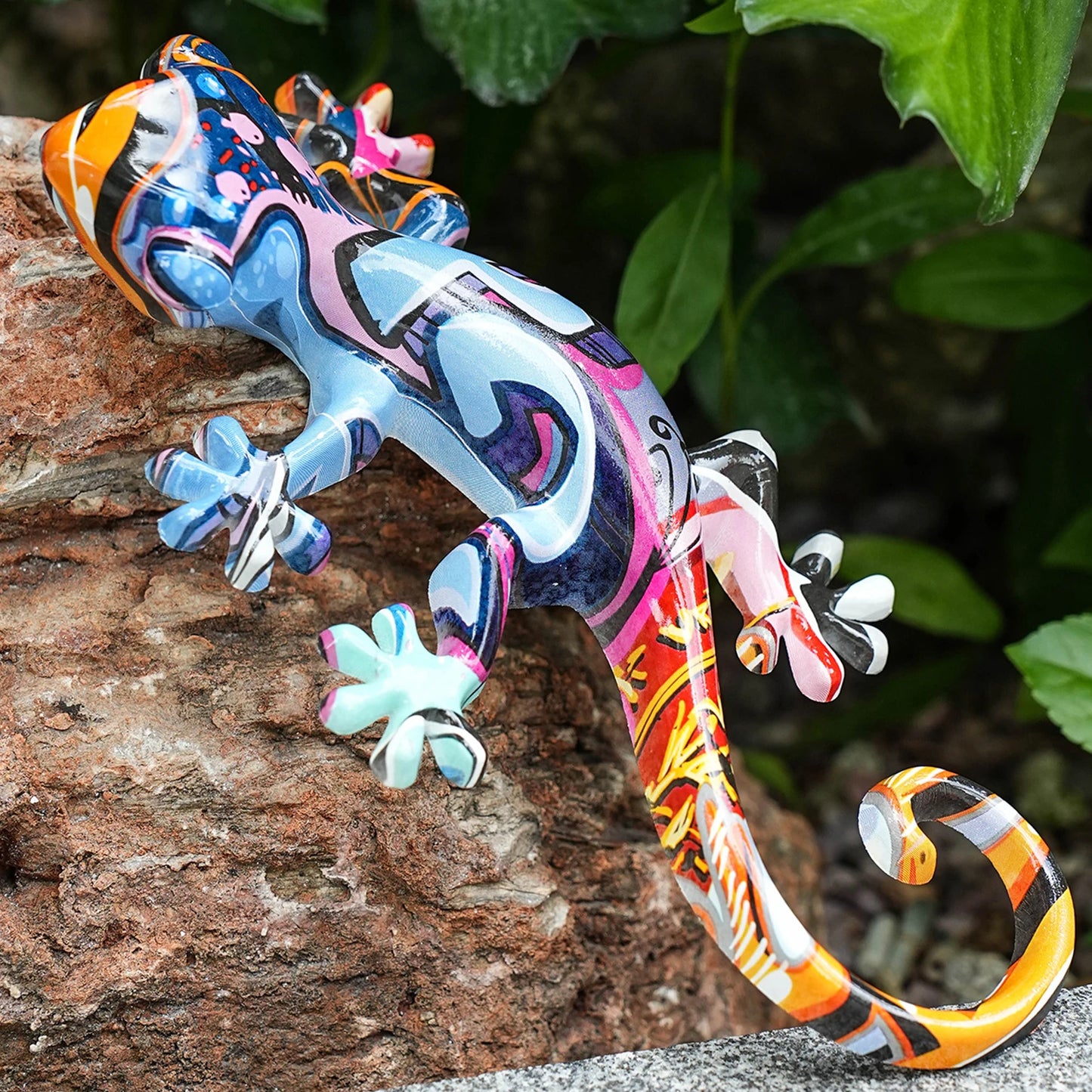 Garden Decor Statue Resin Gecko Wall Art Decor, Water Transfer Figurines Lizard Outdoor Hanging Decorations For Home Decor