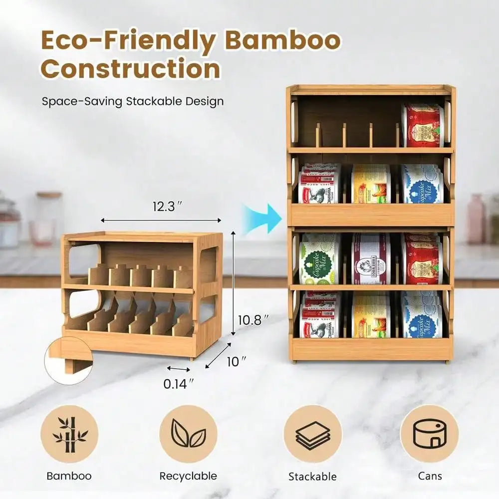 Pantry Organizer Pet Can Organizer for Pantry, Organizer, 2 Tier Stackable Can Storage Rack Ideal for 36 Human and Pet Food Cans