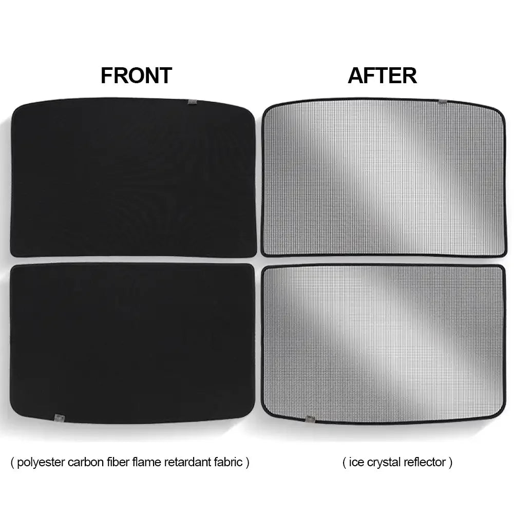 2Pcs Car Glass Roof Sunshade Front Rear Open Sunroof Windshield Shade Net UV Protection Interior Cover For Tesla Model 3 Y