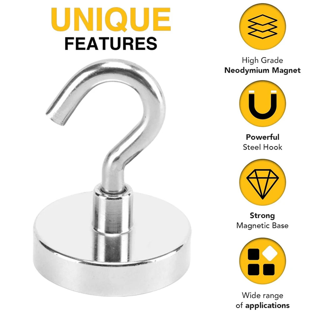 10Pcs Strong Magnetic Hooks Punch free Practical Load Bearing Hook Thick Wall Storage For Indoor Outdoor Home Kitchen 2/12/34kg