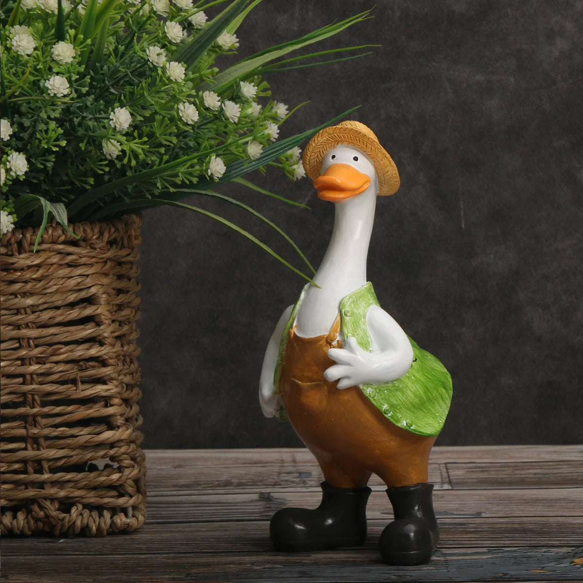 2pcs/set American Style Duck Ornament, DesktopLandscape Animal Resin Ornament, Cute Ornament, HomeLiving Room Bar Cafe Decor Orn