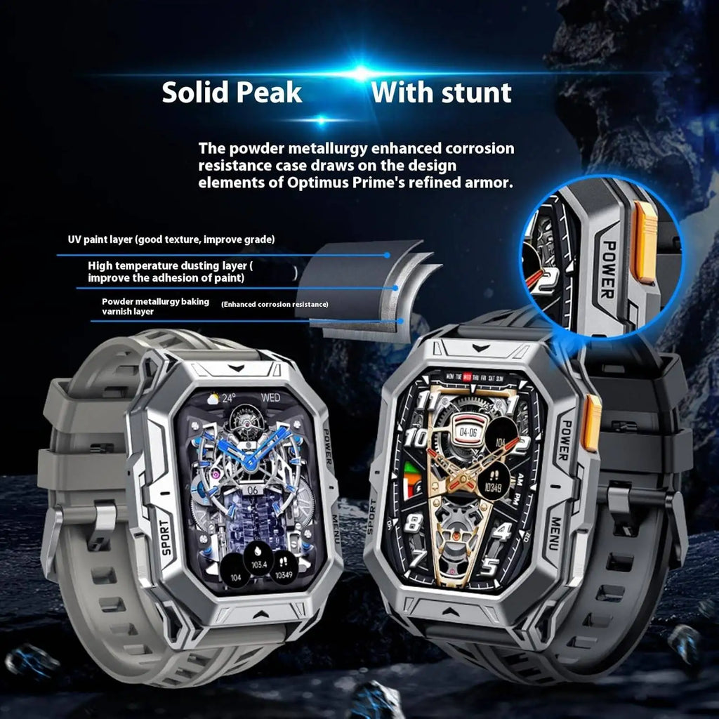 Men's Rugged Smart Watch 2.13" AMOLED HD Touch Screen Heart Rate Monitor 10M Waterproof 1000mAh Compass Outdoor Sports Watch