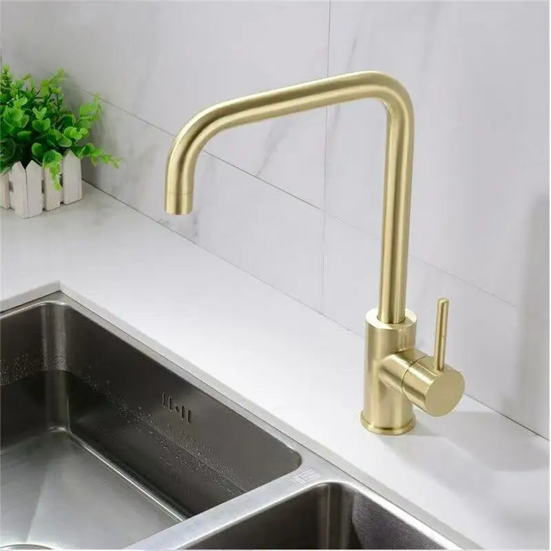 DQOK Black Kitchen Faucets Stainless Steel Kitchen Mixer Single Handle Single Hole Kitchen Faucet Brushed Nickle Mixer Sink Tap