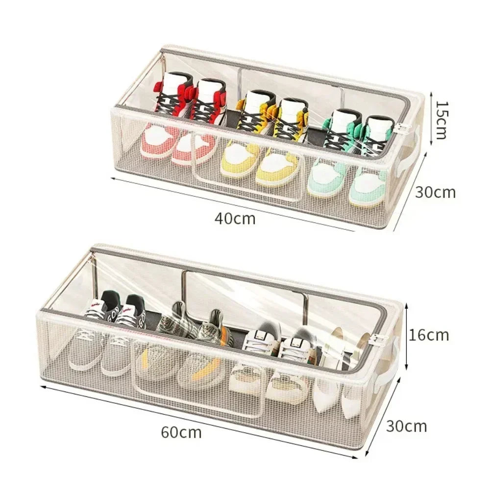 PVC Shoe Storage Foldable Shoes Bags Large Capacity Portable Space Saving Shoes Dust-proof Water-proof Transparent Storage Box