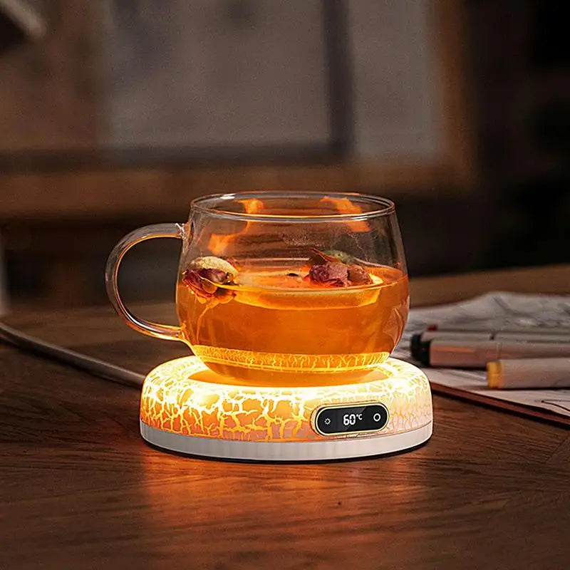 Coffee Cup Warm Heating Pad Constant Temperature Coaster 4 Gear Digital Display Heater for Milk Tea With Colorful Ambient Light
