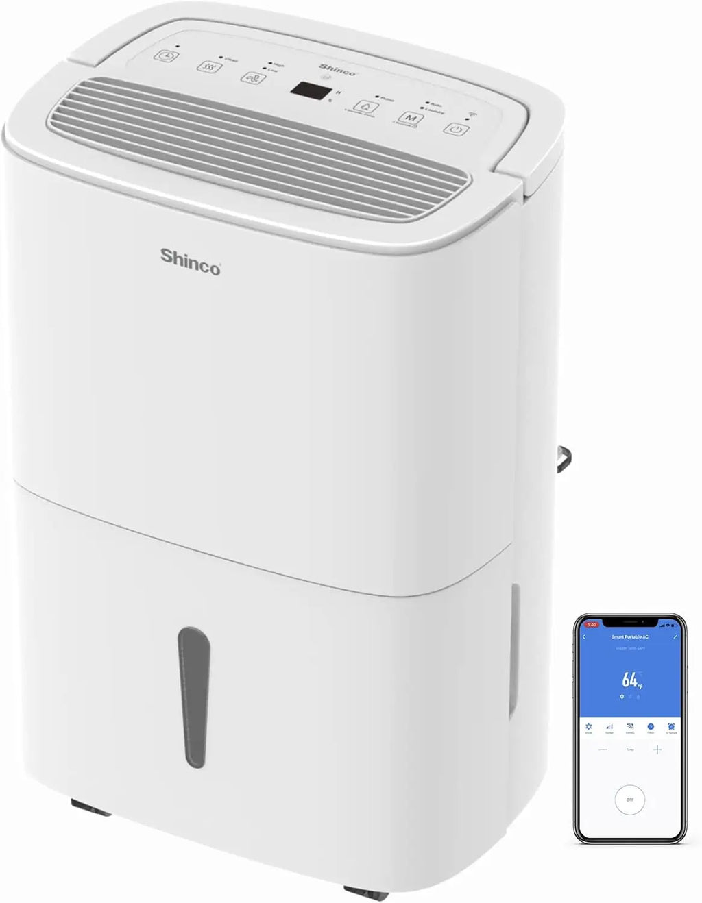 SHINCO 30L Electric Dehumidifier for 105 m³ (35 m²), WiFi, Energy Savi