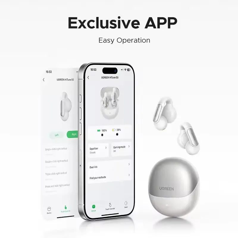 HiTune S5 TWS Open Ear Clip Wireless Earbuds Bluetooth Sports Earphones Headphones in Mic with Earhooks & Ear Hook