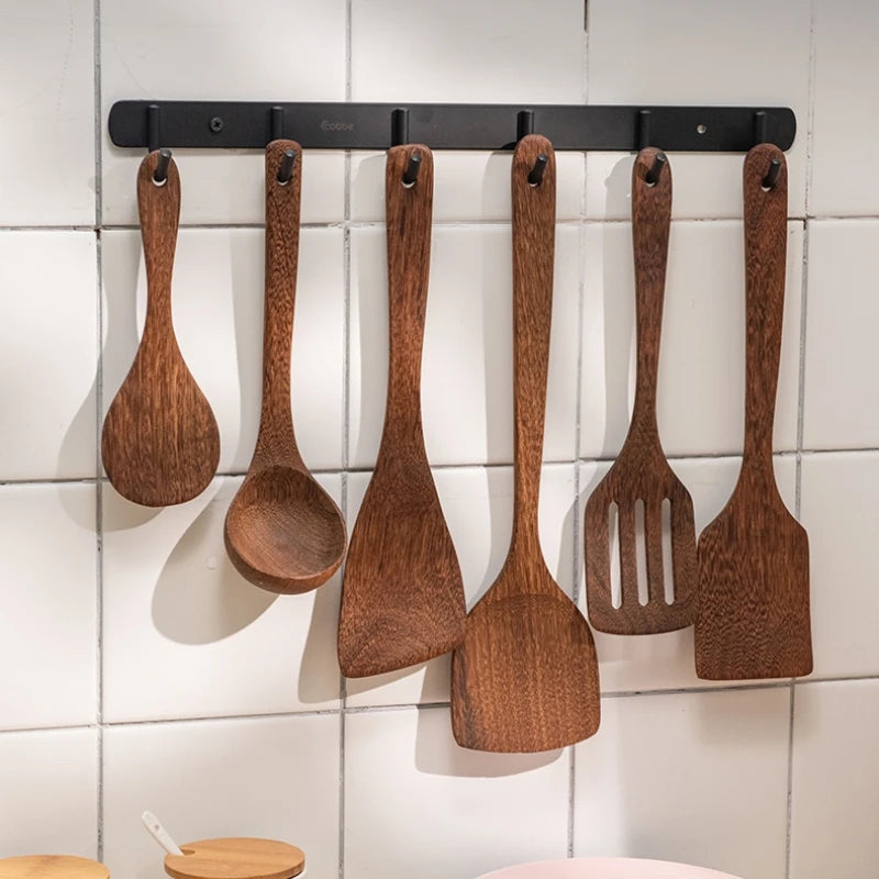 GIANXI Kitchen Utensils Set Non-Stick Chicken-wing Wood Kitchenware Soup Spoon Spatula Rice Spoon Shovel Kitchen Accessories