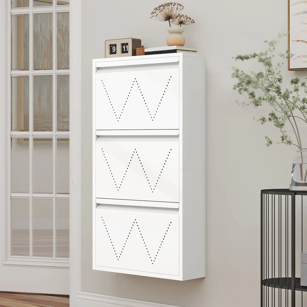 YITAHOME Thin 3-Drawer Shoe Cabinet - Space-Saving Steel Design with Ventilation for Entryway/Hallway