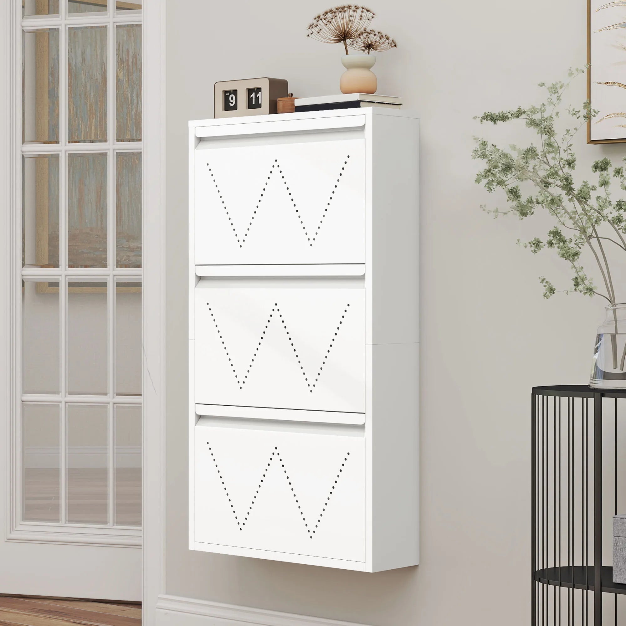 YITAHOME Thin 3-Drawer Shoe Cabinet - Space-Saving Steel Design with Ventilation for Entryway/Hallway