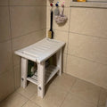 Non-Slip Shower Stool, Mold-Resistant Storage Seat, Double-Decker Bath Bench with Organizer, Mobile Entryway Changing Bench