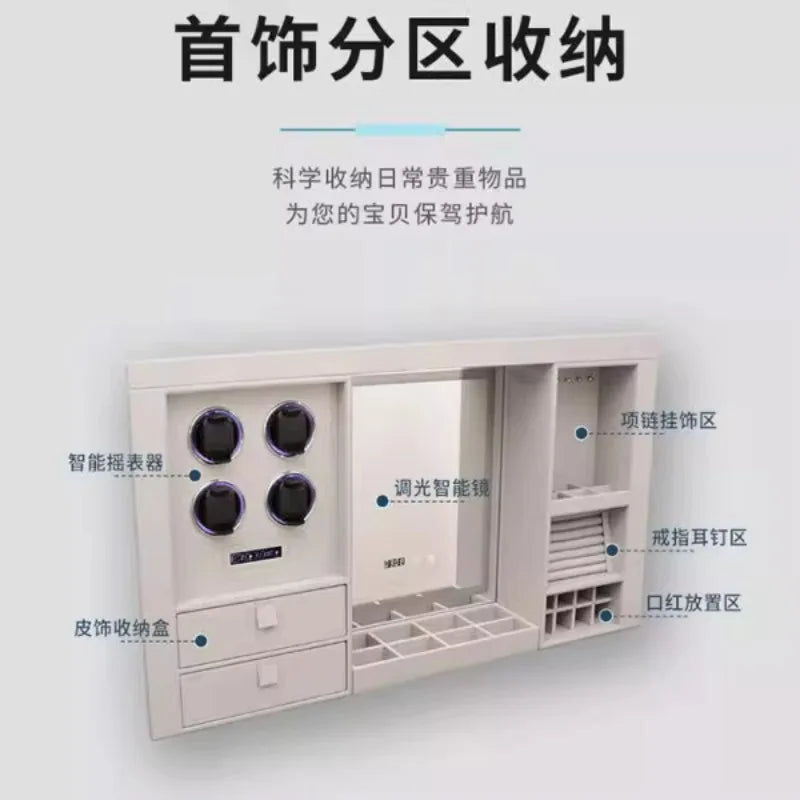 Intelligent voice electric lifting hidden mirror dresser bedroom makeup table integrated combination watch shaker jewelry storag