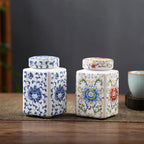 Kitchen Seasoning Ceramic Tea Pot Traditional Chinese with Lid Airtight Food Storage Containers Reusable Pantry Organization