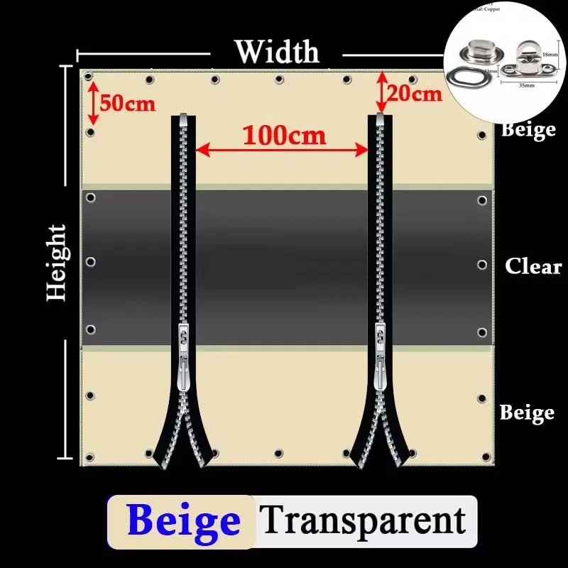 Customizable Transparent Zipper Tarpaulin with Twist Lock Pergola See Though Tarpaulin Heavy Duty Carwash Room Waterproof Screen