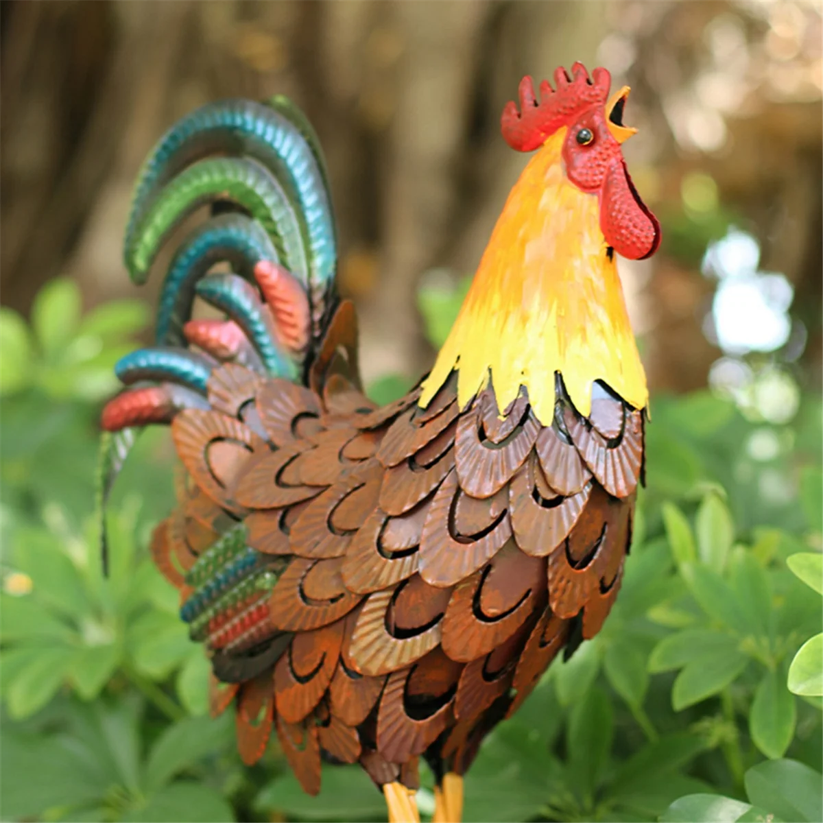 Metal Rooster Decor,Yard Chicken Decor,Outdoor Garden Statues, Chicken Sculpture for Backyard Decor & Lawn Ornaments
