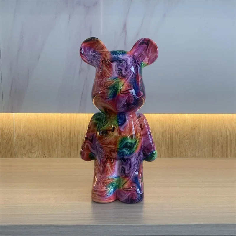 28cm Building Block Bear Statue DIY Creative Animal Sculpture Art Decor Unique Gift for Collectors  Kids Cool Desk Display Model