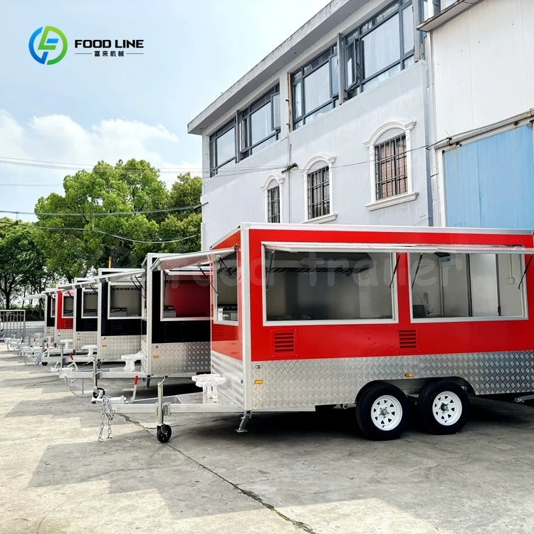 Food Carts and Food Trailer Trucks with Full Kitchens Gas Chicken Grills and Rotating Restaurant Equipment