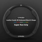 For Citroen C1 C2 C3 C4 C5 C6 VTS Xsara C-Crosser Berlingo Jumpy Carbon fiber Suede Car Steering Wheel Cover Auto Accessories