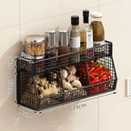 Kitchen Storage Rack with Three Compartments Screwless Wall-Mounted Multi-Functional Kitchen Storage Item for Household Use