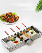 Fully Automatic BBQ Flip Rack Adjustable Width Rolling BBQ String Machine 5V Can Connect To Power Bank AC/DC