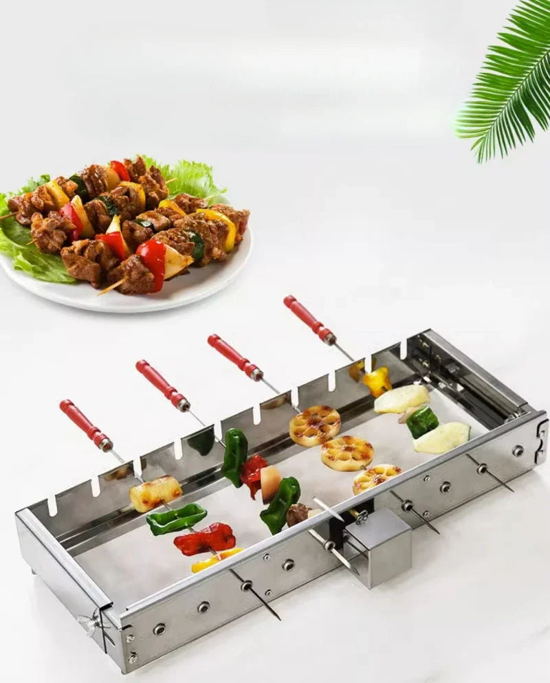 Fully Automatic BBQ Flip Rack Adjustable Width Rolling BBQ String Machine 5V Can Connect To Power Bank AC/DC