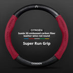 For Citroen C1 C2 C3 C4 C5 C6 VTS Xsara C-Crosser Berlingo Jumpy Carbon fiber Suede Car Steering Wheel Cover Auto Accessories