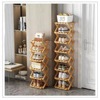 Multi Layer 5/6/7/8/9 Layer Simple Breathable Shoe Shelf Multifunctional Foldable Shoes Shelf Cabinet Simple Bamboo  Saves Space