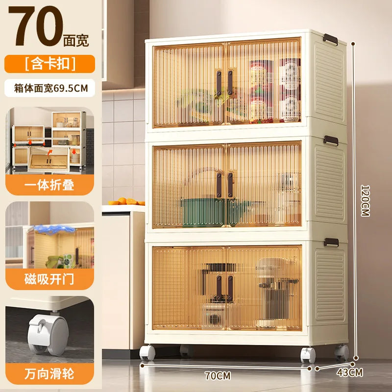 Large Volume Multifunction Folding Living Room Cabinet Closet Organizer With Wheel Stackable Sundries Large Capacity Storage Box
