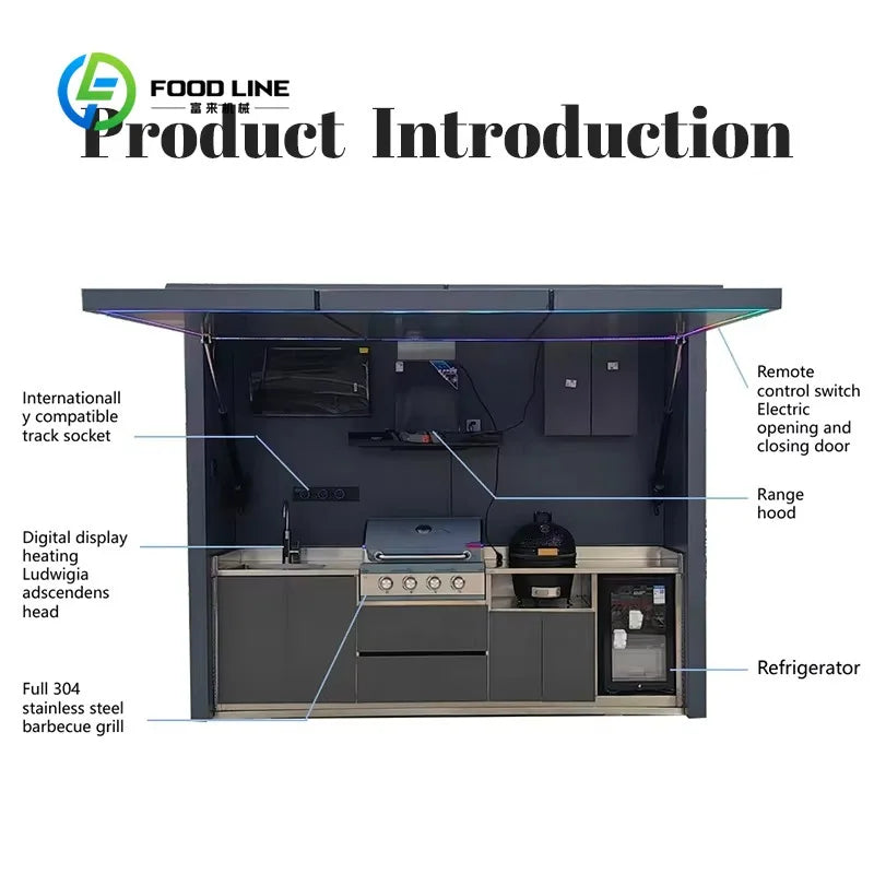 Customized Multifunctional Integrated Outdoor Kitchen Station Stable Structure For Villa Patio Backyard Open Air Cooking
