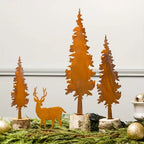 Rustic Metal Spruce Tree & Elk Ornaments: Ideal Hunting Decor & Gifts for Christmas and New Year's Holiday Celebrations