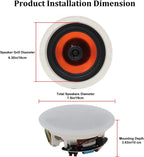 Herdio 4PCS In Ceiling Speakers 6.5'' 600 Watts Flush Mount Passive Wired Speakers For Home Bathroom Kitchen Living Room Office