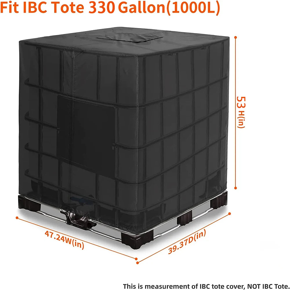 IBC Tote cover 330 gallon zipper 210D&420D heavy sunscreen material 1000L outdoor garden water tank protection cover