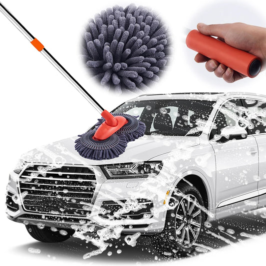 Foam Wash Brush Double Brush Head Stretching Handle Car Mop Long Handl