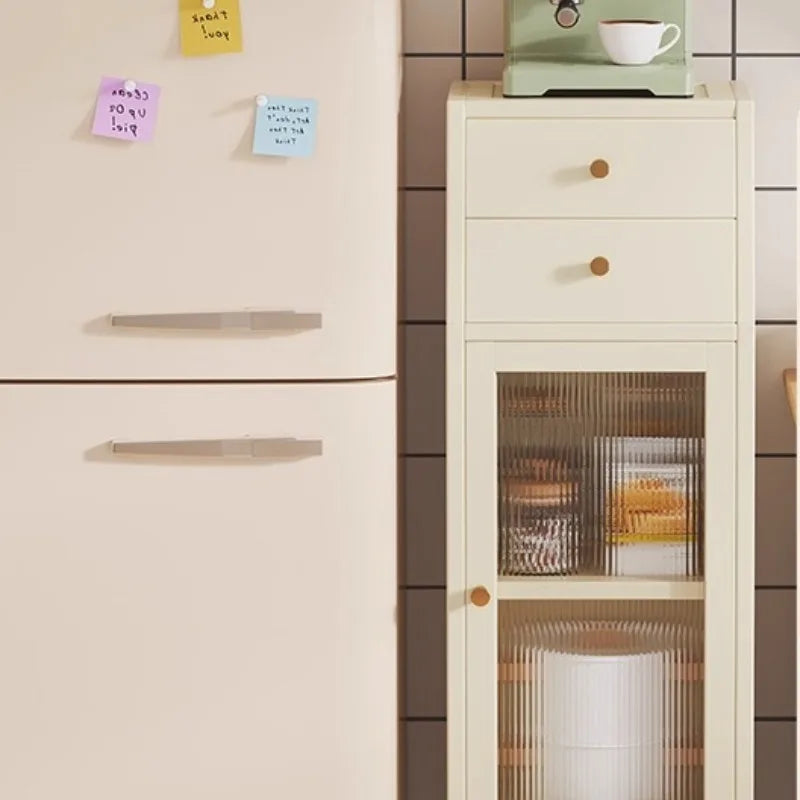 Compact Wall-Mounted Kitchen Side Cabinet Coffee Machine Storage Rack Small Cupboard for Space-Saving Organization