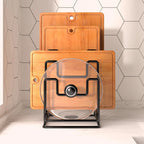 Cutting Board Holder Rack Kitchen Countertop Drain Storage Shelf Multi Layer Space Saving Cutting Board Practical Organizer