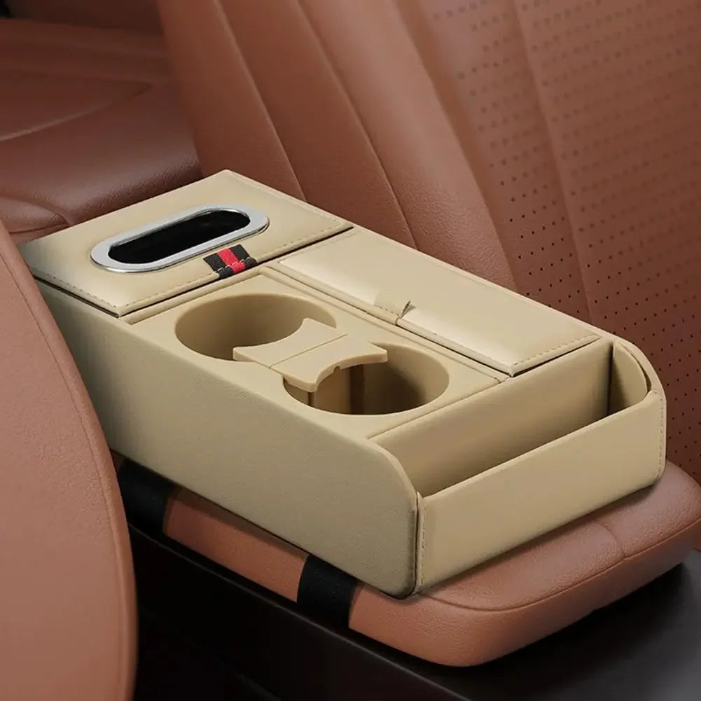 Car Armrest Box Heightening Pad Multifunctional Storage Box Water Cup Case Luxury Vehicle Storage Tissue Holder Organizer N3F6