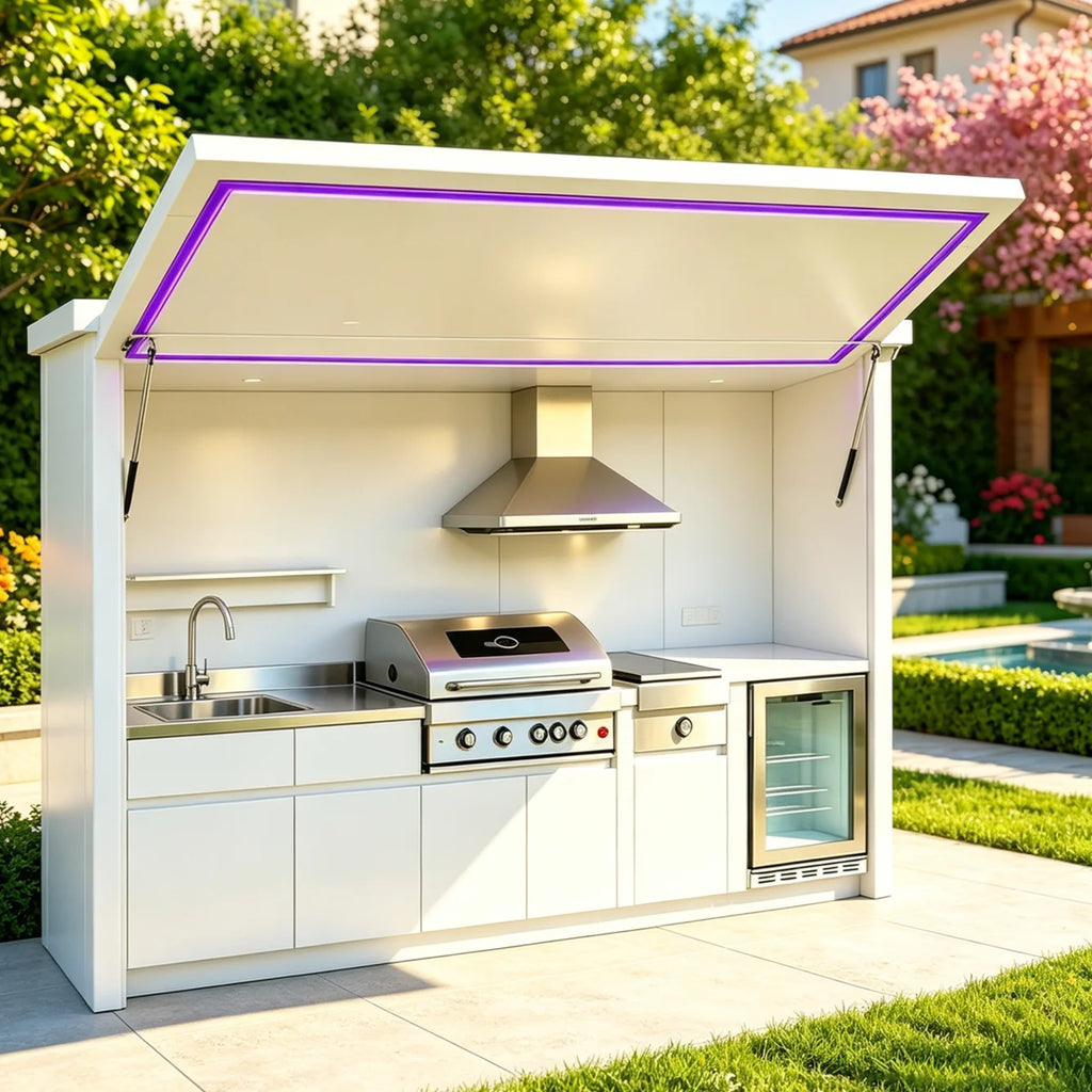Hardwearing Complete Outdoor Kitchen, Full Equipped Robust Garden Outdoor Cabinets, Solid Aluminum Outdoor Cooking Cabinet