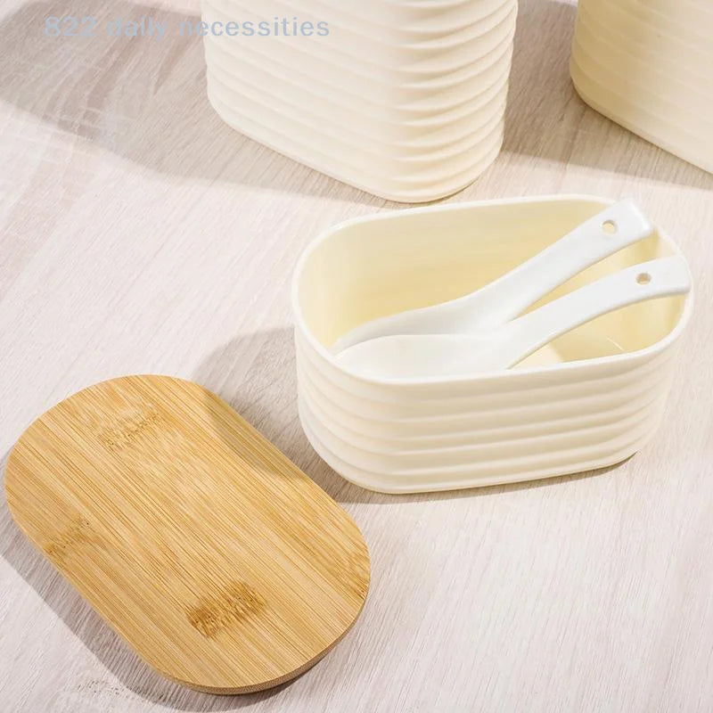 Wooden Efficient Pantry Storage And Lid Food Storage Jar - Sealed Kitchen Organizer Container With Lid For Organization