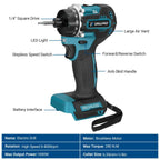 20+1 Torque 1/4inch Brushless Electric Screwdriver 280N.m Cordless Electric Drill Power Tool For Makita 18V Battery by Drillpro