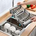 Kitchen Sink Drain Rack Stainless Steel Extendable Dish Drying Rack Drain basket Fruit Vegetable Washing Drainer Storage rack