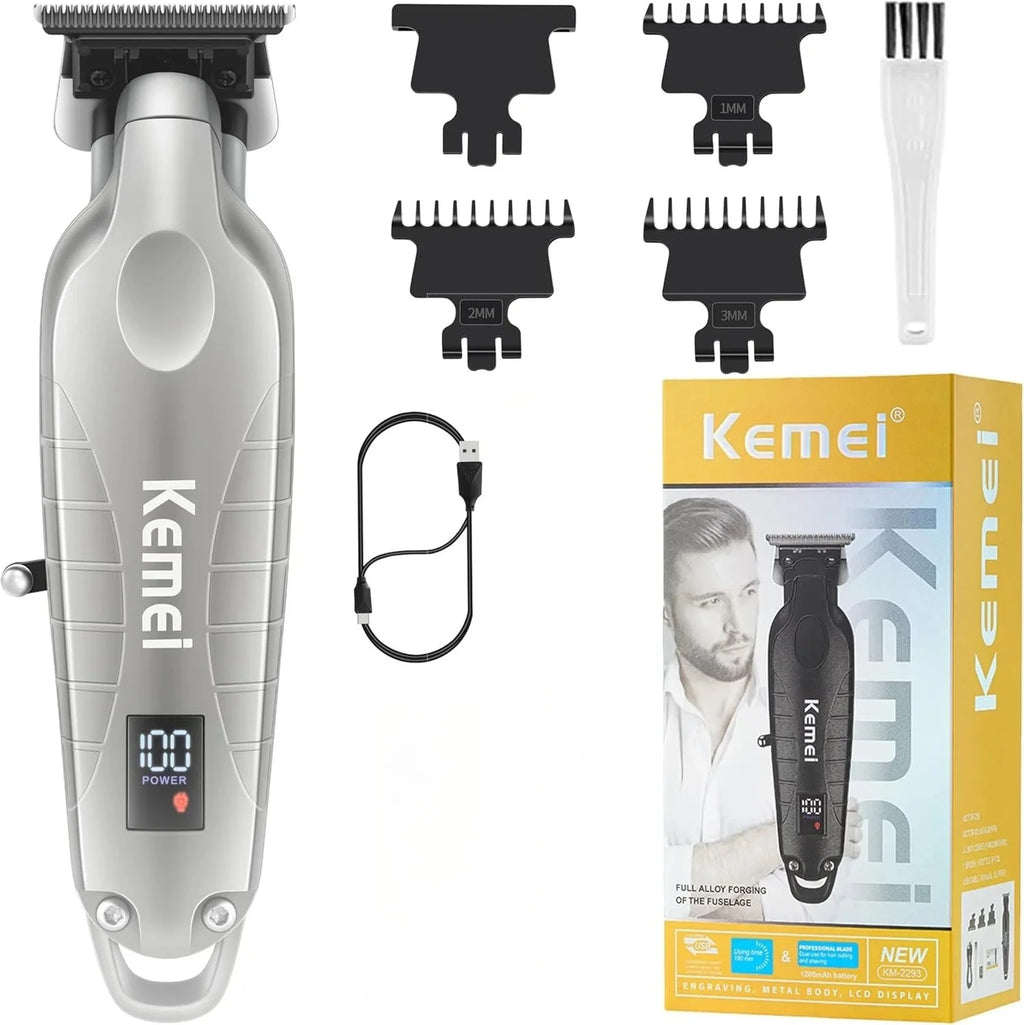 Kemei 2293 Professional Hair Beard Trimmer Men Barber Rechargeable Finish Hair Cutting Machine Zero Gapped Cordless Hair Clipper