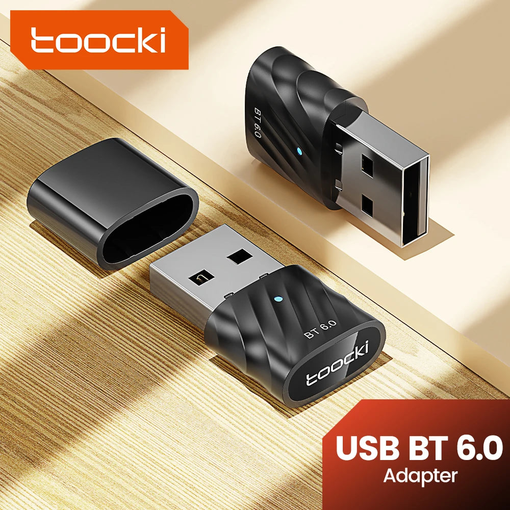 Toocki Bluetooth 6.0 USB Adapter Wireless Bluetooth Dongle Receiver Transmitter For PC Win 8.1 10 11 Phone Headset Speaker Mouse