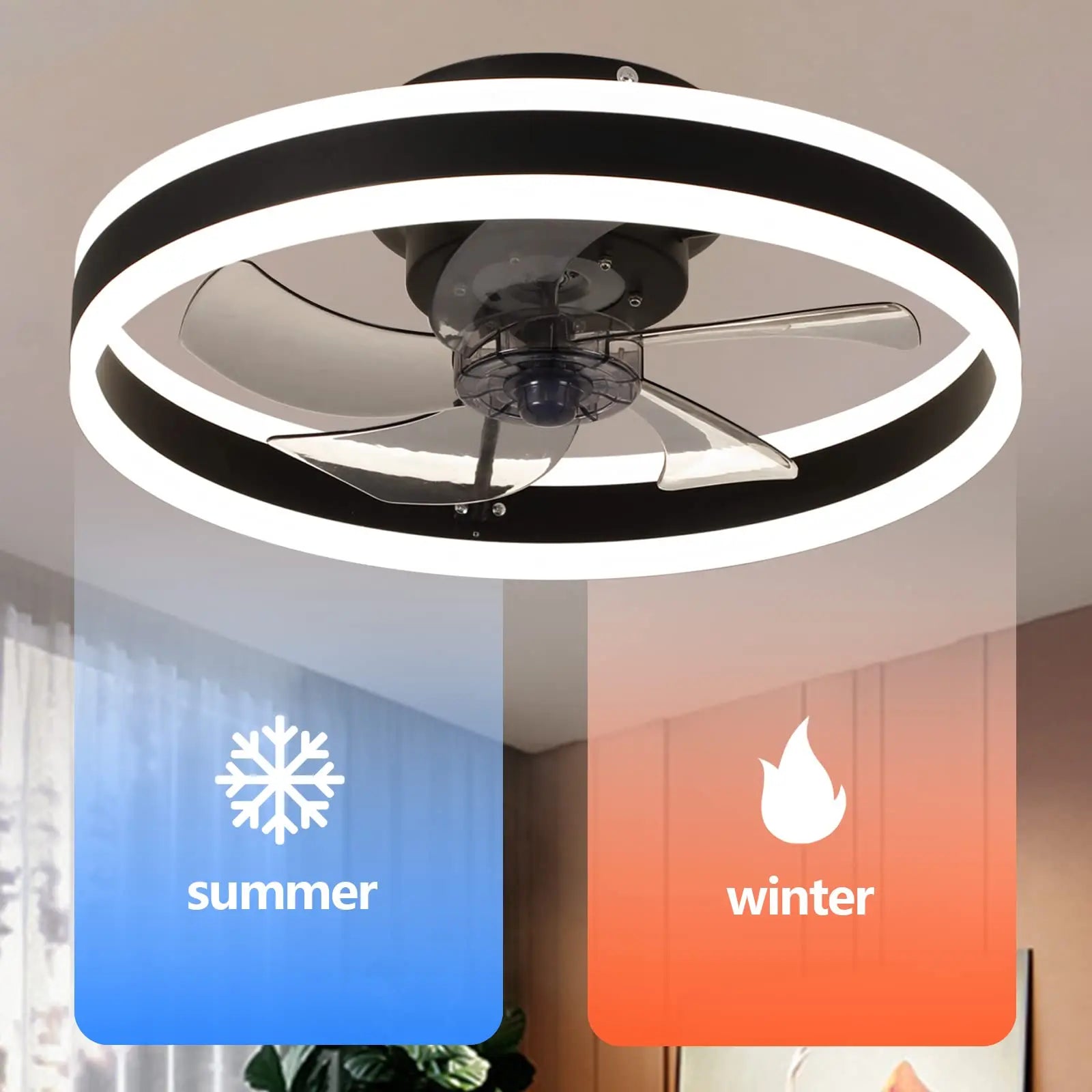 Modern LED Ceiling Fan with Remote & Dimmable Lighting