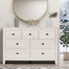 7 Drawer Dresser - Wooden Bedroom Dressers, Storage Drawers Cabinet for Bedroom, Living Room, Farmhouse Chest of Drawers, White
