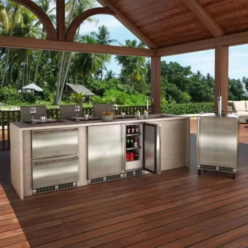Customized Waterproof Outdoor Kitchen BBQ Set Stainless Steel Storage Cabinets with Drawers for Garden Backyard and Patio