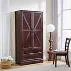 Dresser for Bedroom, 5 Drawer Wood Dresser, Black Dresser Farmhouse Dressers with 5 Wooden Drawers and Storage Cabinet