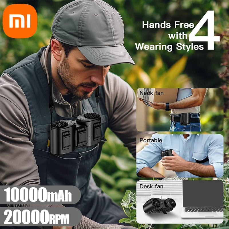 Xiaomi Dual Motors Belt Clip 20000RPM Rechargeable Waist Neck Fan 1000
