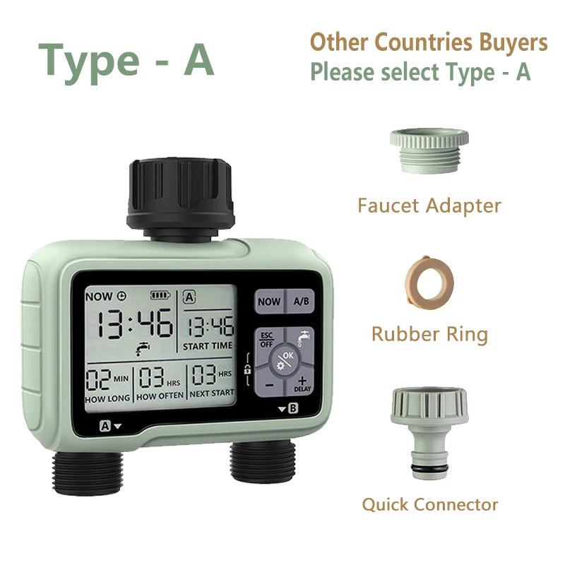 Eshico HCT-326 Super Timing 2-Outlet Water Timer Precisely Watering Up Outdoor Automatic Irrigation Fully Adjustable Program