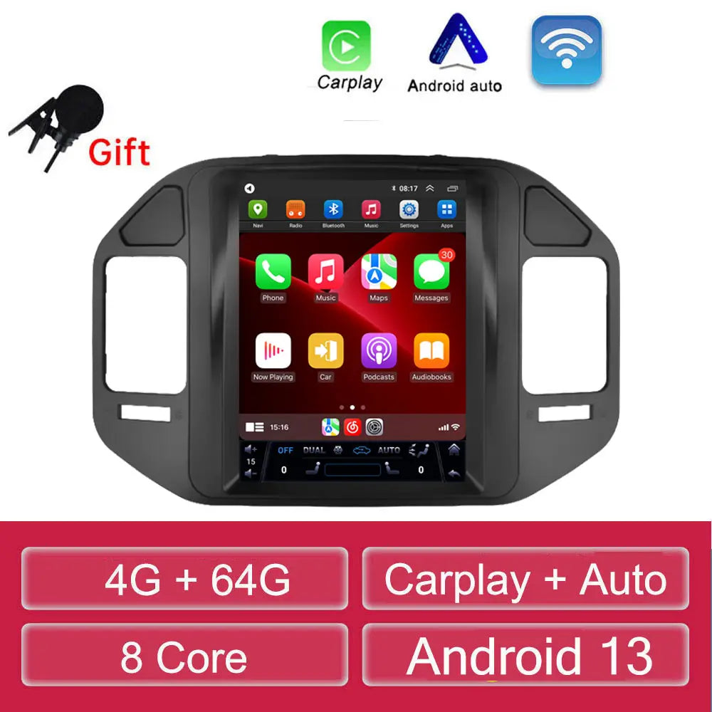For Mitsubishi Pajero V60 V68 V73 1999-2006 Tesla style Screen Android 13 Carplay Car Radio Multimedia Player Navigation Auto