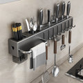 Wall Mounted Kitchen Knife Pot Cover Storage Rack Chopstick Cage Household Cutting Board Knife Integrated Storage Organizer